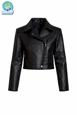 GIACCA MODELLO CHIODO IN ECOPELLE NERO